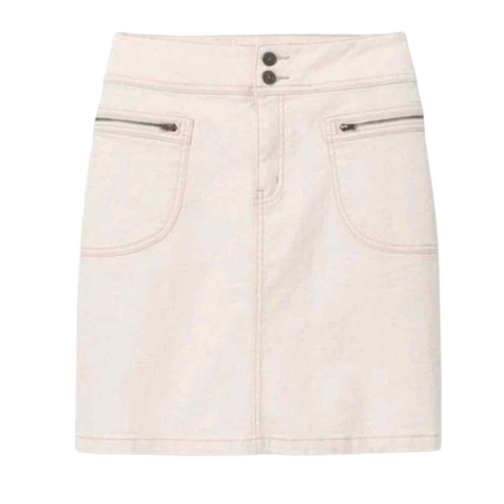 Prana Organic Cotton Broadway Denim Mini Skirt Size 0 Natural